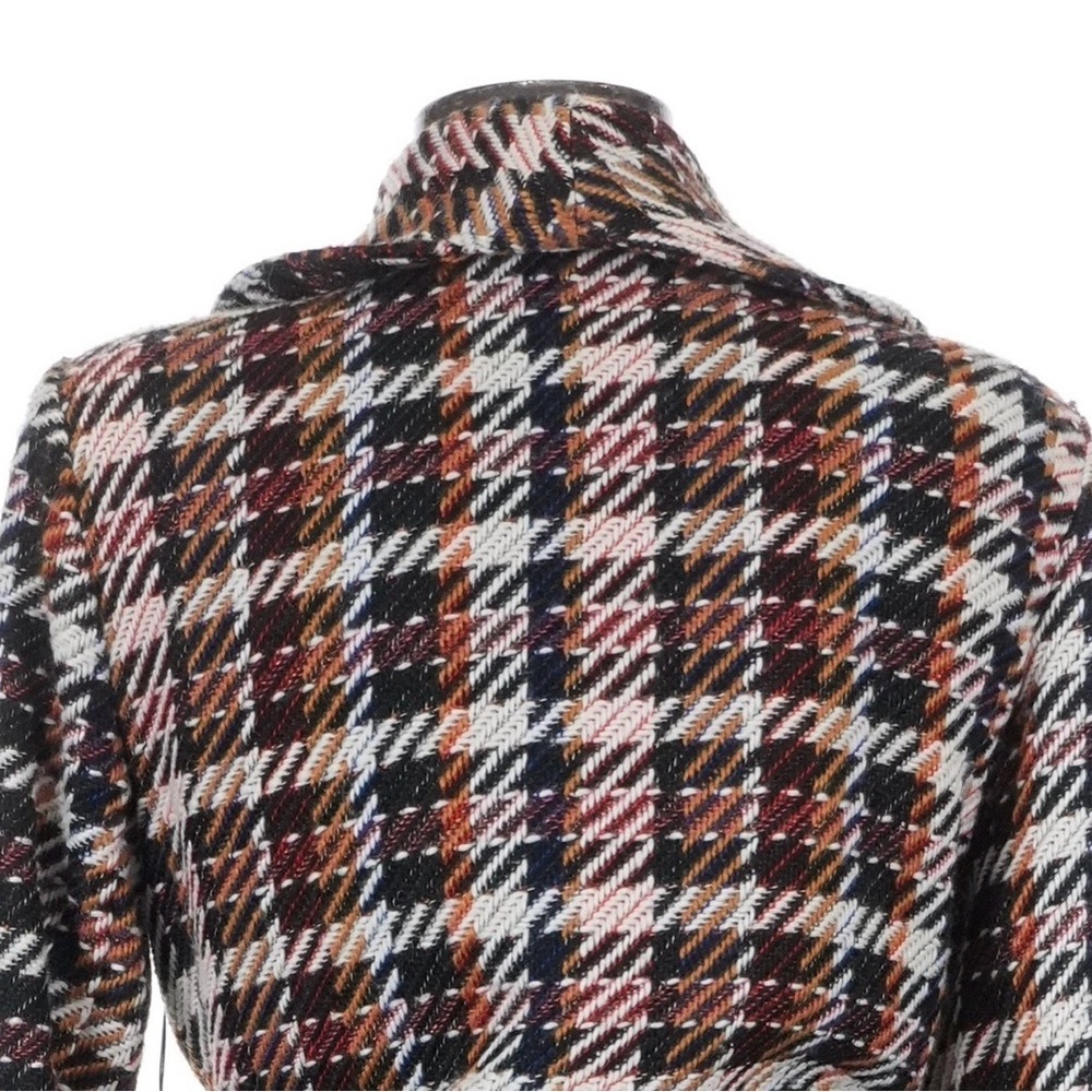 CAbi Plaid Wool Fringe Belted Coat Multicolor Size M - Picture 5 of 15